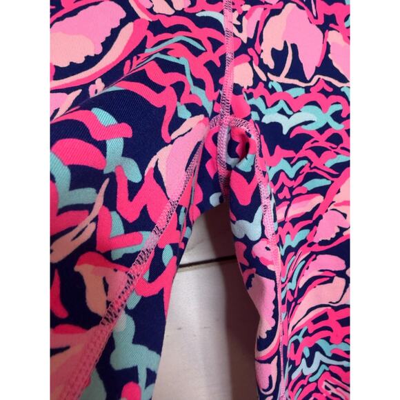 Lilly Pulitzer Athletic Luxletic Leggings Lobstah Roll M Vibrant Neon - Picture 7 of 8